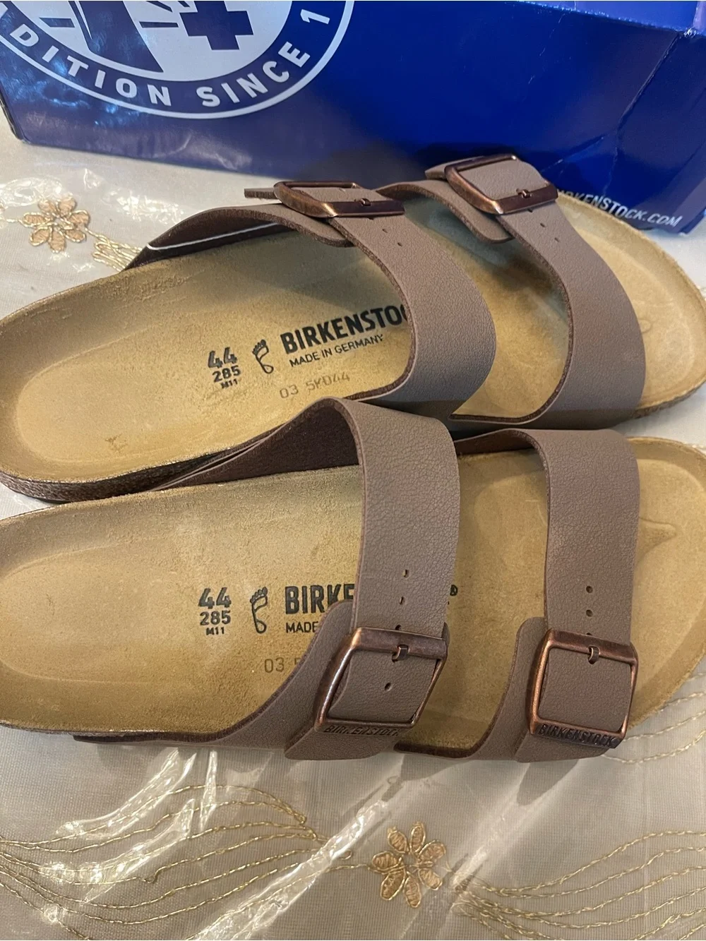 NWB Birkenstock men’s Arizona leather two strap sandals color mocha size 11
